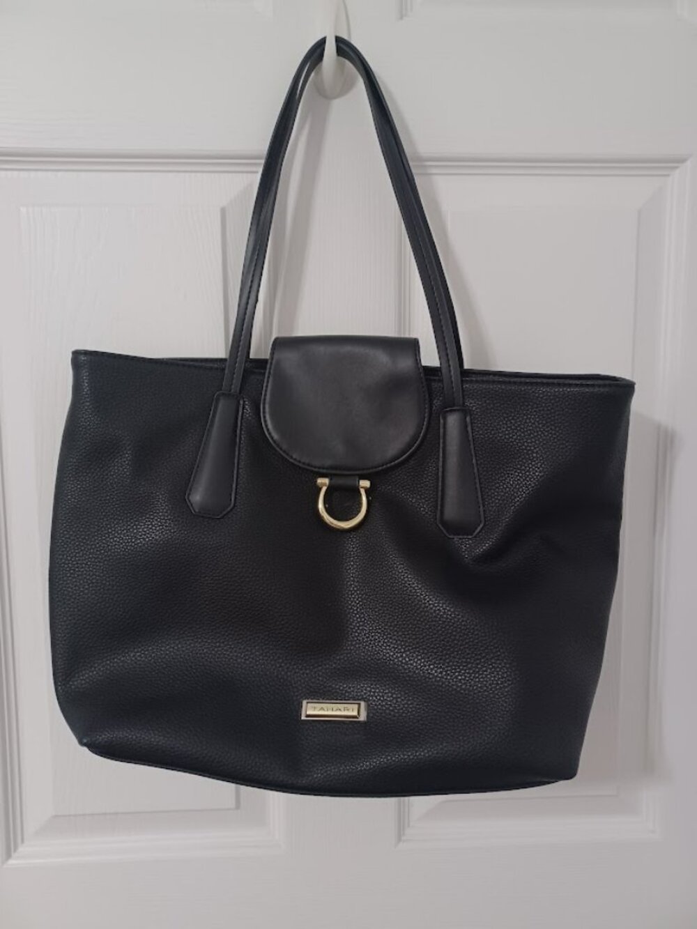 NWOT Tahari Black Vegan Leather Tote